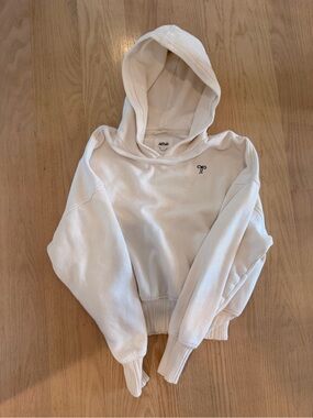 aerie Cream Hooded Sweatshirt with Embroidered Bow
